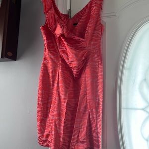 NWOT -Salmon colored cocktail dress. Ruffled on one shoulder.